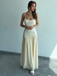 Aloruh Abito-camicia elegante da donna con volant e ricamo floreale