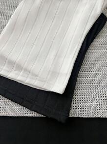 2 pièces Ensemble Top de Pyjama Femme Débardeur en Dentelle Contrastante