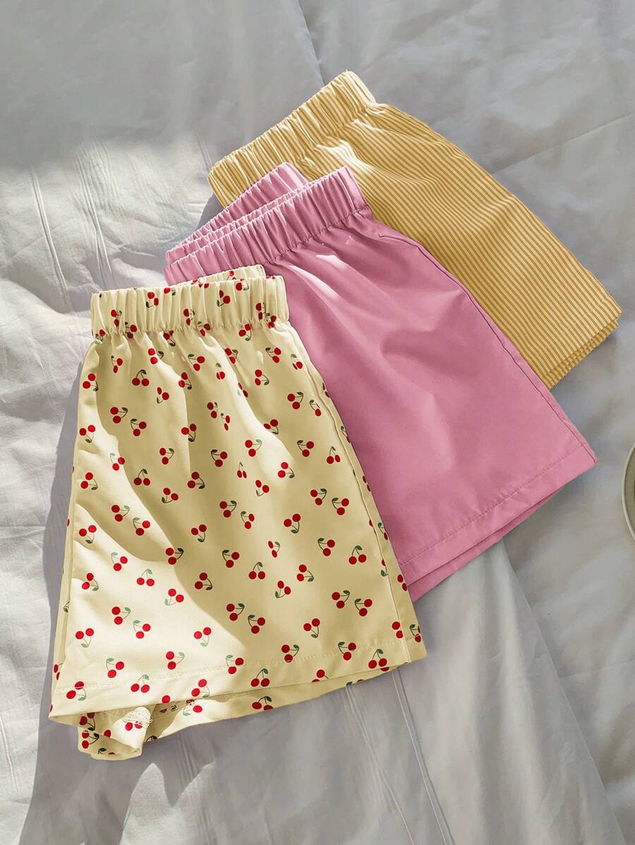 Comfortcana 3件套女士休闲夏季短裤套装 - 黃色 - 查看 1