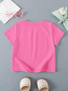 Kimba The White Lion X SHEIN Young Girl Cartoon Pattern Round Neck Short Sleeve T-Shirt For Summer