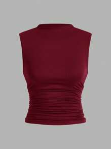 Auralis 3pcs/Set Plus Size Women's Sleeveless Form-Fitting Basic Camisole Set Spring To Summer - Burgundy - View 14
