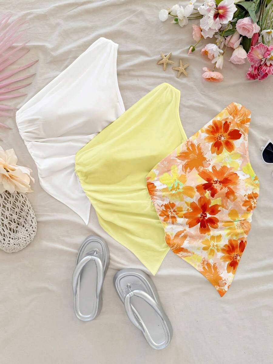 Soleia Women's Fashion Oblique Shoulder Blouse, Suitable For Summer