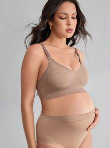 BloomMama Biustonosz do karmienia piersią w jednolitym kolorze, dzianinowy, dla kobiet w ciąży, codzienna bielizna ciążowa