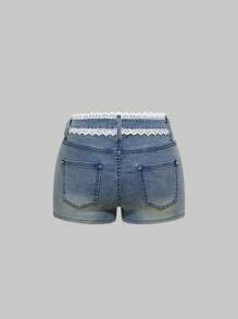 ROMWE J-Fashion Lace Trim Sexy Mini Women Denim Shorts