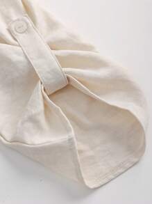 Elouméa 女士复古秋季装饰木扣连衣裙 - 杏色 - 查看 3