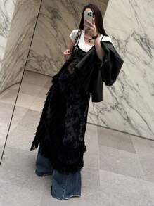 DAZY Canotta da donna in pizzo con patchwork e strati