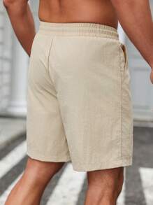 Manfinity Homme Men's Summer Casual Drawstring Waist Cargo Shorts - Khaki - View 2