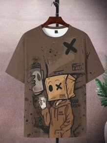 Manfinity LEGND Plus Size Men's Summer Casual Cartoon Print Short Sleeve T-Shirt - Multicolor - View 2