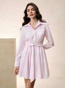 Anewsta Elaire Casual Rhinestone Studded Long Sleeve Blouse For Women - Pink - View 6