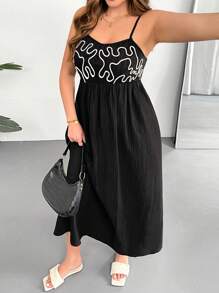 Auralis Vestido de verano para mujer de talla grande, vestido largo, vestido de verano, vestido de vacaciones negro, atuendos de verano para mujer, vestidos de verano para mujer, atuendos de Hawái para mujer - Negro - Ver 7
