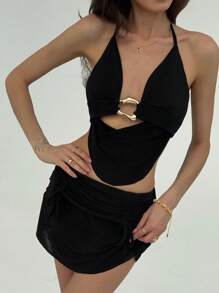 Aloruh Women Two Pieces Outfits For Daily Wear - Black - View 4