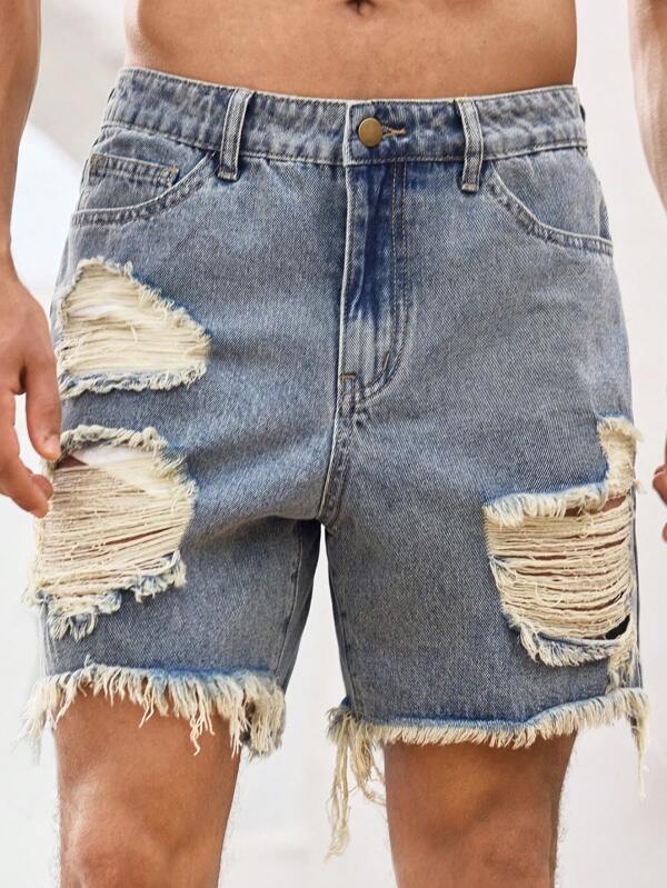 Manfinity VCAY Herren lässige verwaschene Denim Shorts für den Sommer