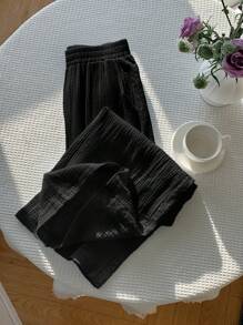 Comfortcana Women's Casual Black Lace Side Pants, Summer,Business Casual Woman