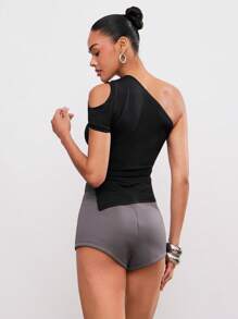 Hauture Women Side Slit Hem Sleeveless Halter Top - Black - View 6