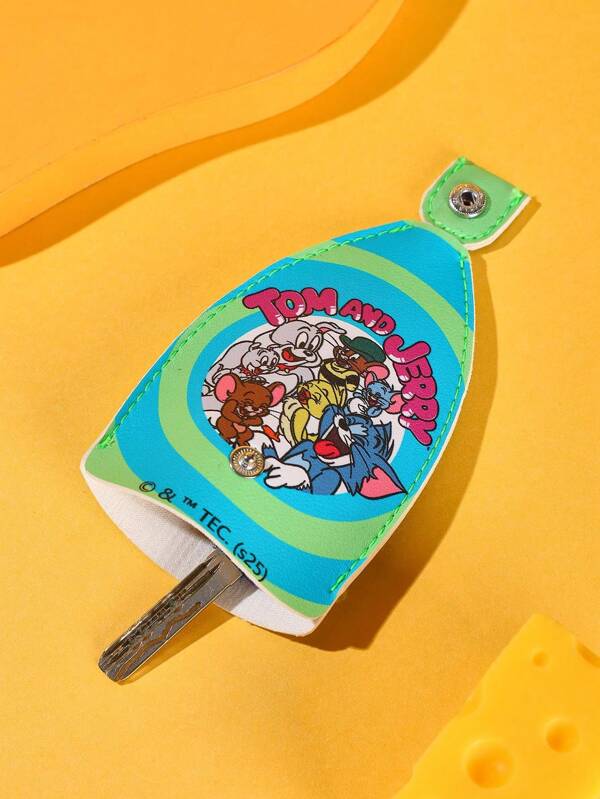 TOM & JERRY X SHEIN Funda estilosa y linda para llavero con estampado de animales de dibujos animados