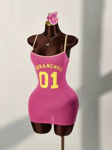 Amplova Váy bó sát ren chắp vá màu sắc thể thao số - Hồng - Xem 3