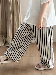 Hapijoa 男童条纹休闲裤，春夏 - 黑與白 - 查看 4