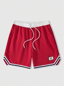 ROMWE MEN Prep Men's Striped Drawstring Waist Pocket Relaxed Casual Shorts