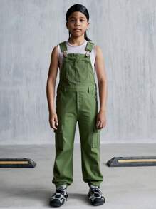 Pantalones de mezclilla con tirantes casuales y versátiles para el estilo urbano diario de niños
