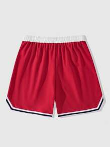 ROMWE MEN Prep Men's Striped Drawstring Waist Pocket Relaxed Casual Shorts