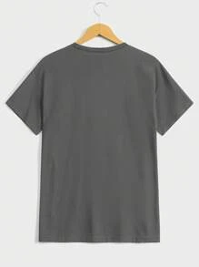 RueChic T-shirt casual à col rond à manches courtes avec graphique lettrée pour hommes, été