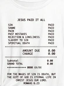 Áo thun cổ tròn in hình Chúa Jesus đã trả giá cho tất cả tôn giáo đức tin Chúa Kitô cỡ lớn dành cho nữ - trắng - Xem 5