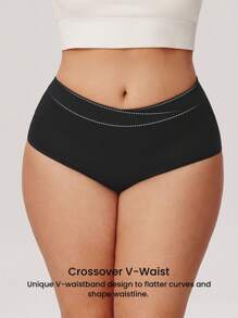 LUVLETTE Plus 2-Pack Women Underwear V-Cut Airy Comfortable Cotton Basics High-Rise Briefs