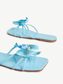 CUCCOO CHICEST Zapatos de mujer Nuevos para verano Bailarinas de punta cuadrada estilo Iris, Elegantes sandalias planas azul claro, Calzado de playa, Adecuado para fiestas de moda, vacaciones elegantes en la playa