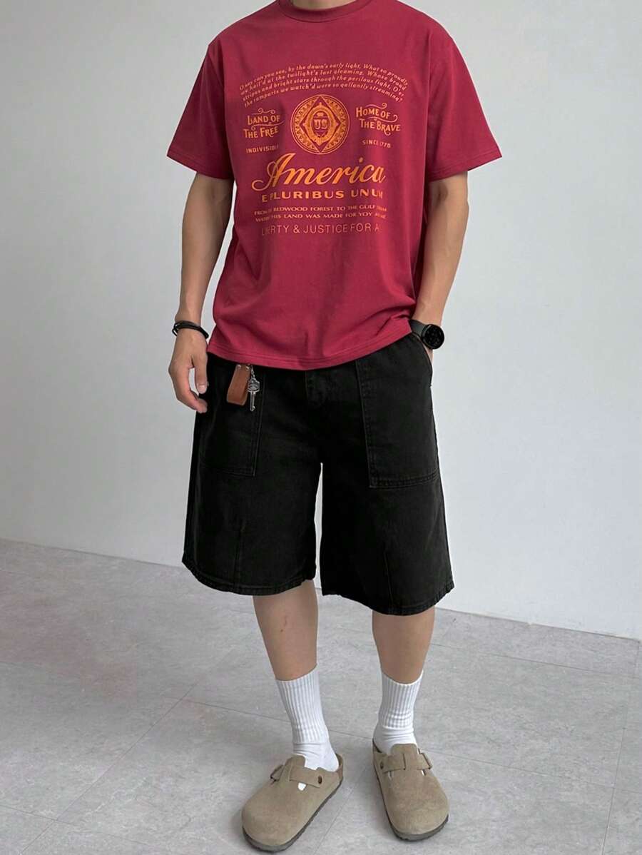 DAZY Pantalones cortos de mezclilla de unicolor casuales de verano para hombres, ropa de vuelta a la escuela