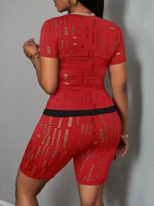 Slaydiva Women Two Pieces Outfits For Daily Wear - Red - View 2