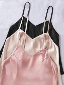 3pcs/Set Chiffon Multi-Color Camisole Slip And Shorts Pajama Set