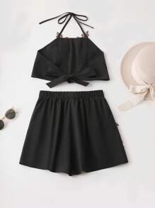 SHEIN LUNE Conjuntos de dos piezas para mujeres para uso diario - Negro - Ver 2