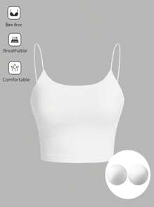 SHEIN Essnce 女士纯色细肩带简约吊带背心，日常休闲穿着