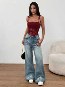 SHEIN Unity Women's Solid Color Sleeveless Camisole, Fashionable For Summer - Burgundy - View 3