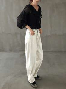 FRIFUL Blusa holgada con volantes para mujer talla grande, blusas de verano lindas, ropa de verano