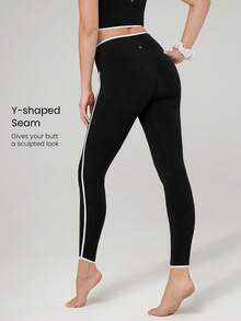 GLOWMODE 女士运动紧身裤 - 黑與白 - 查看 2