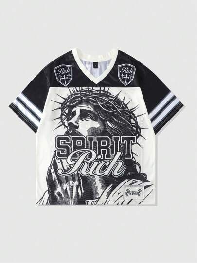 Prep Men's Mesh Patchwork Sports Short Sleeve T-Shirt, Athletic Jersey