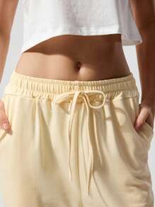 Menodora SHEIN Sport Cloudkiss 94%Cotton Women's Plain Colored Summer Pants, Fashionable - Yellow - View 5