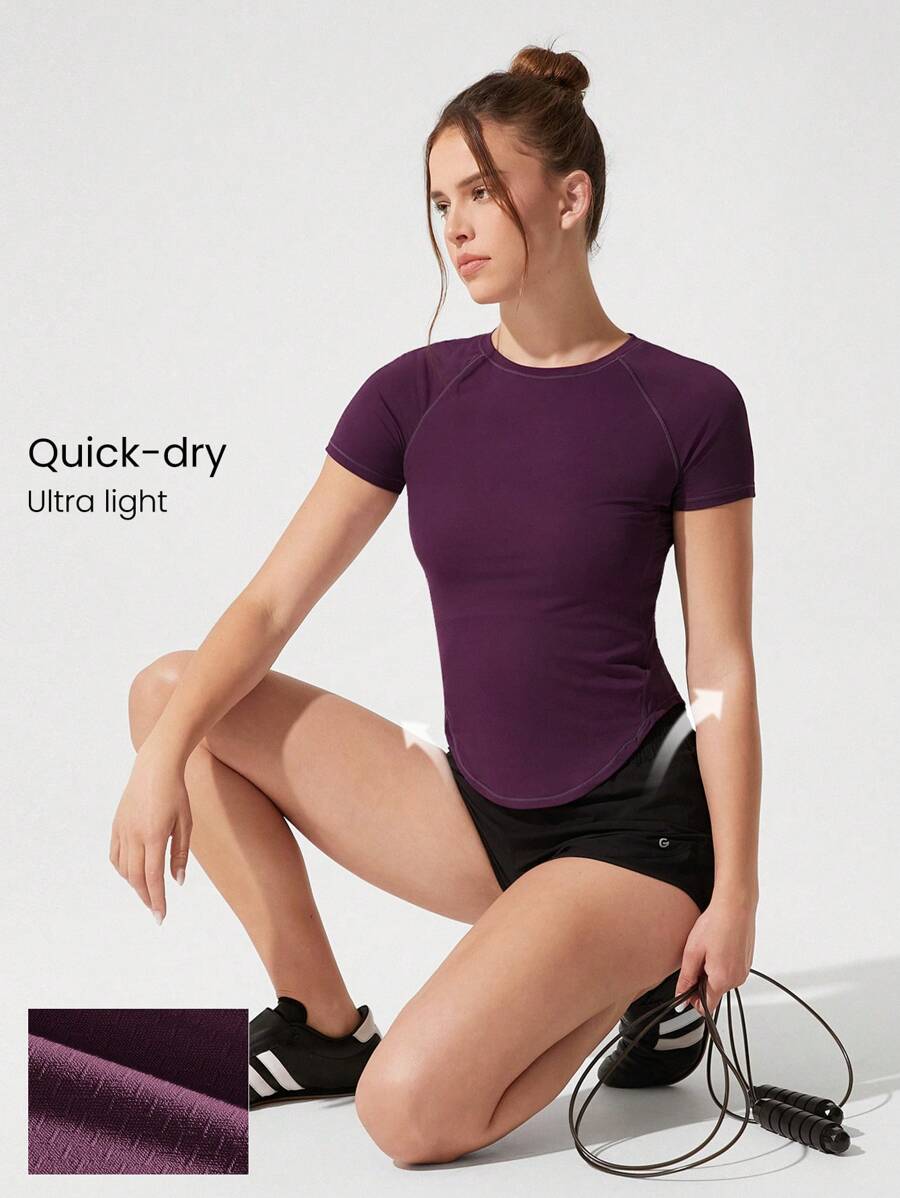 GLOWMODE Power Play Quick-Dry Tee Fitted Shirt Gym - Violet Purple - View 1