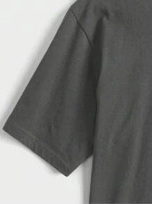 RueChic T-shirt casual à col rond à manches courtes avec graphique lettrée pour hommes, été