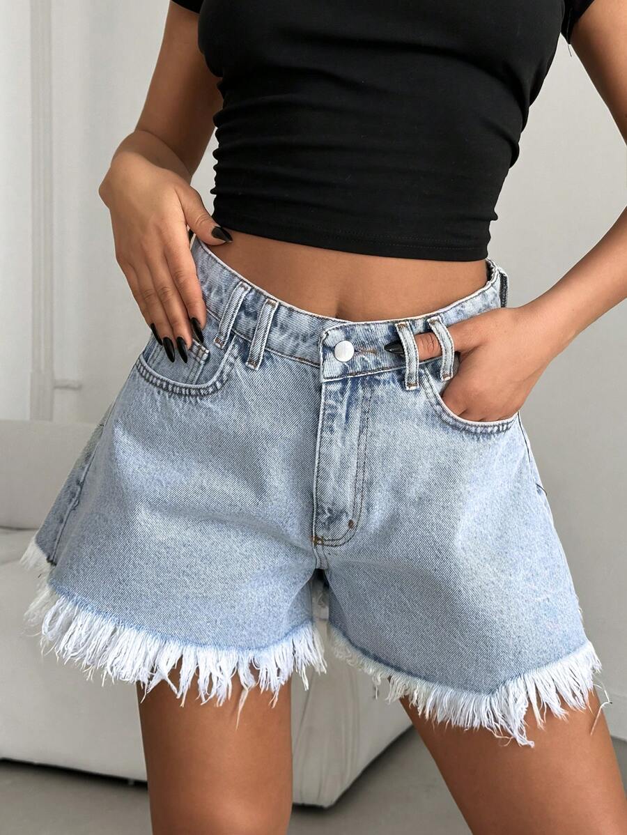 EURMUSE High Waist Denim Shorts, Casual And Multifunctional Women Summer Clothing Women Clothing Y2k Woman S Summer Clothes Women S Bottoms - Medium Wash - View 1