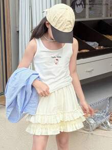 HELLO KITTY | DAZY 圆领针织背心，适合青少年女孩，春夏季，返校服装 - 白色 - 查看 6