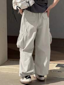 Dazy Kids Tween Girls 秋季口袋工装裤 - 灰色 - 查看 6