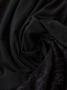 DreamSkyne 大码女式高低下摆撞色网眼短袖优雅连衣裙