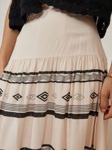 DAZY Casual Vacation Geometric & Floral Print Full-Print Women Skirt - White - View 7