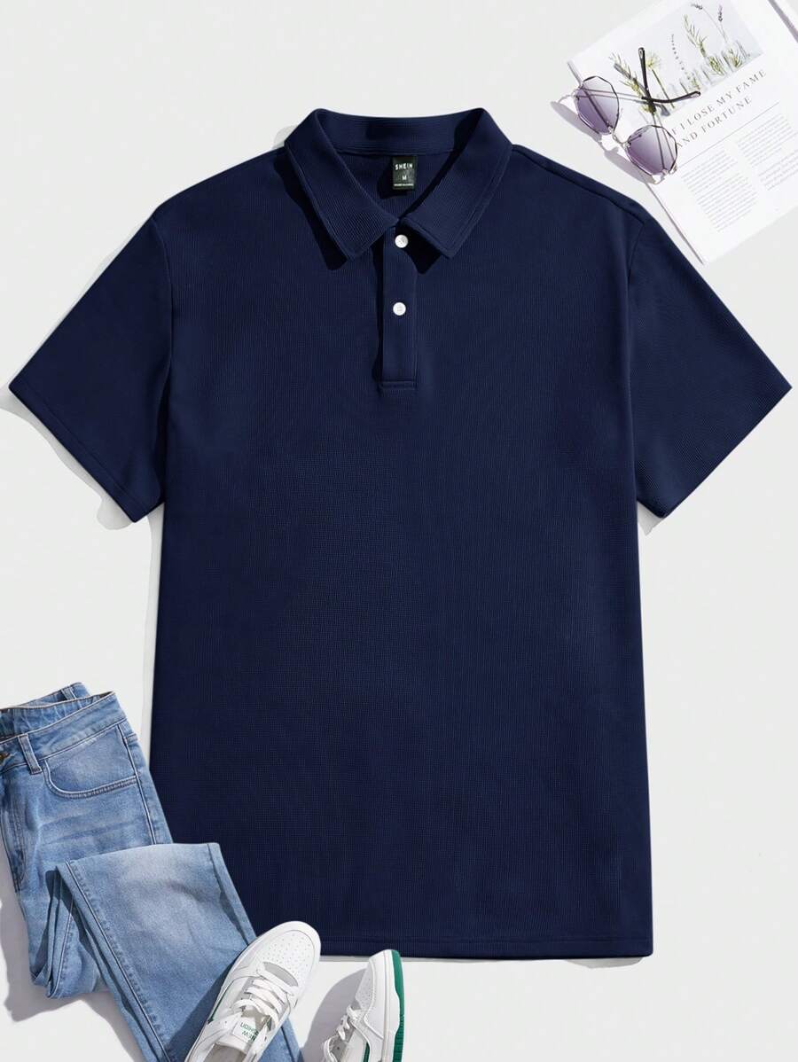 SWAVVY Slim Fit Men's Casual Knit Short Sleeve Polo Shirt, Suitable For Everyday Wear