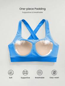 FeatherFit™-Air Cúp tích hợp Dây đeo chéo phía sau Dây rút eo Váy Peekaboo có quần short tích hợp Quần vợt tác động thấp Hoạt động hàng ngày Thường ngày - Blue Power - Xem 4