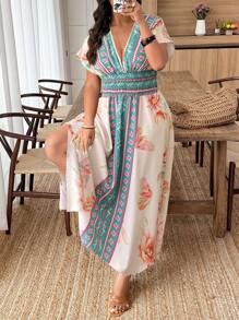 Weeklong Vestido largo de talla grande con estampado floral, estilo casual de vacaciones - Multicolor - Ver 1