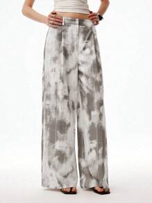 LYSMO Women's Fashion Tie-Dye Wide Leg Pants, Casual - Grey - View 6