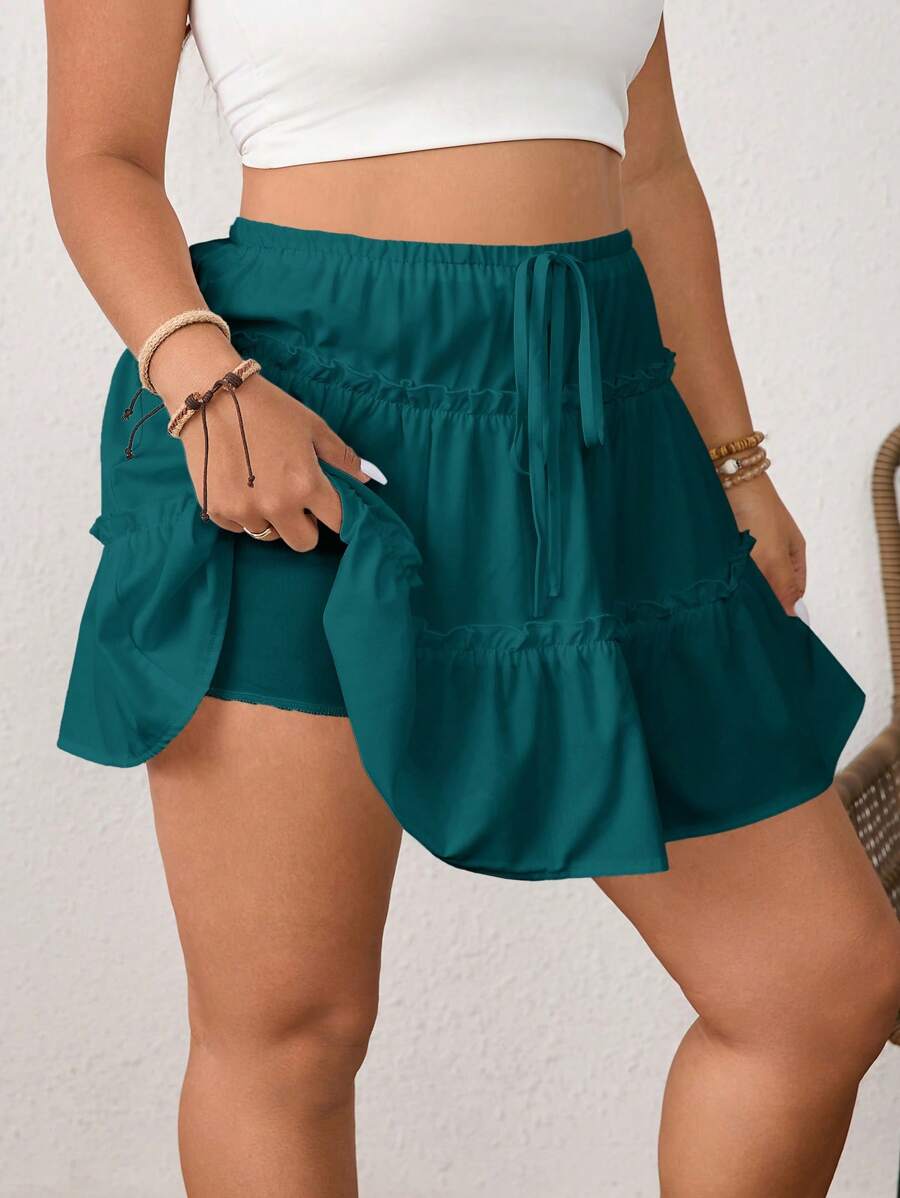 SHEIN Essnce 大码女式防闪光双层白色裙裤